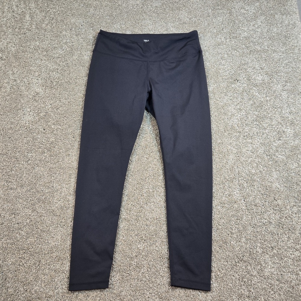 Tesla Black Slim Stretch Fit Leggins XL Pull-On Wide Waistband Skinny Womens